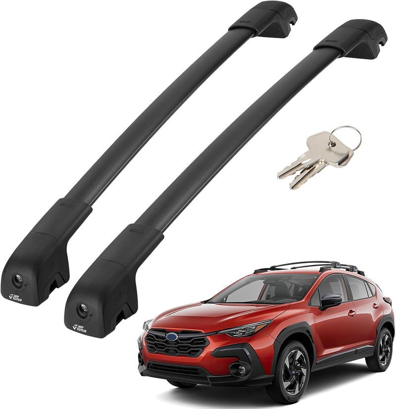 JOYTUTUS Lockable Car Roof Rack Compatible with Subaru Crosstrek 2024 with Factory Raised Side Rails (Not Fit Wilderness), 220LB Aluminum Crossbars for Roof Racks Suitcases Kayaks Canoes Bikes Skis - Image 1